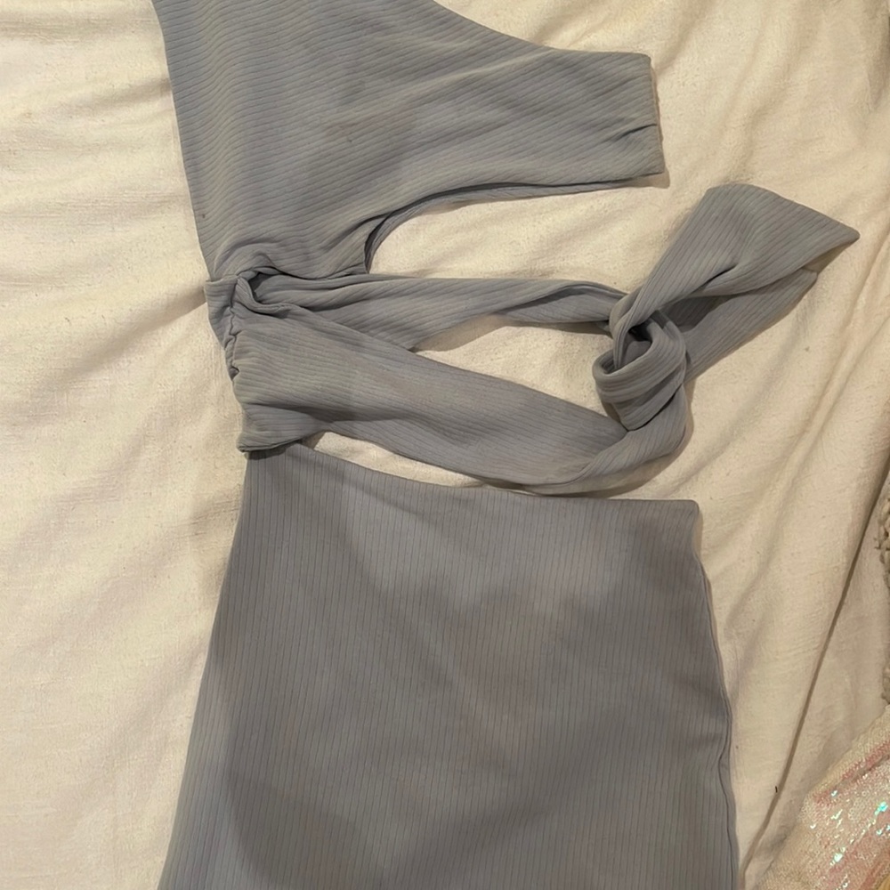 Light blue cutout tie mini dress